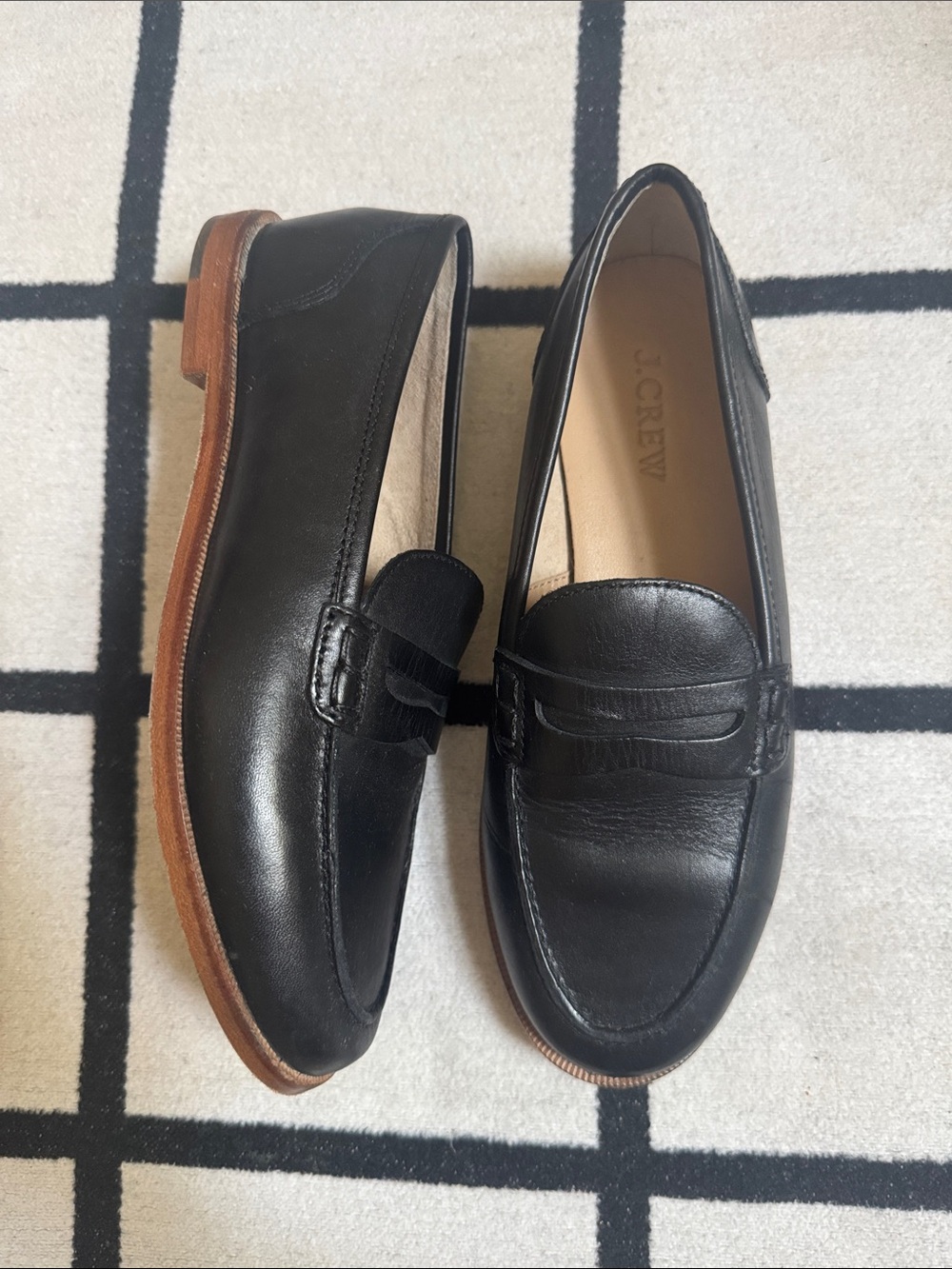 J. Crew Black Leather Penny Loafers